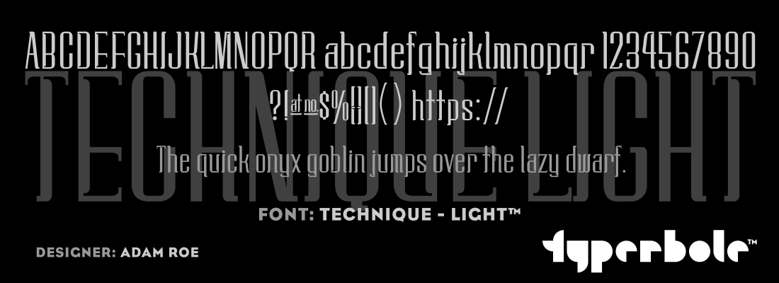 TECHNIQUE - LIGHT™ - Typerbole™ Master Collection | The Greatest Fonts on Earth™