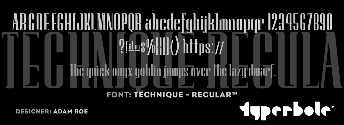 TECHNIQUE - REGULAR™ - Typerbole™ Master Collection | The Greatest Fonts on Earth™