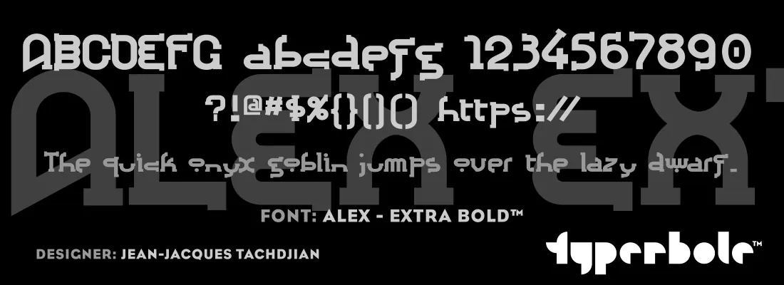 Alex Extra Bold font specimen