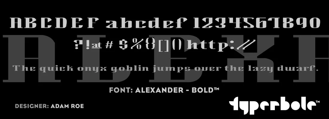 Alexander Bold font specimen