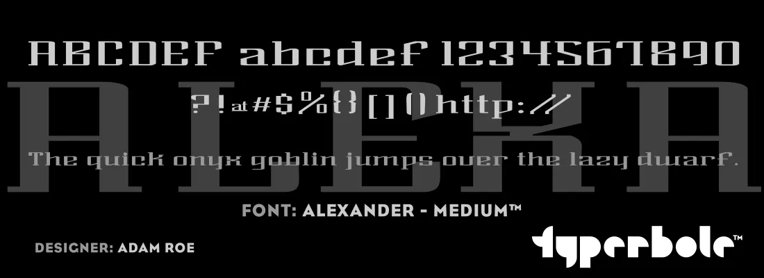 Alexander Medium font specimen