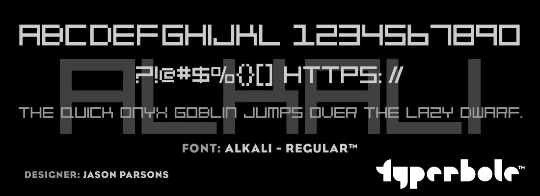 Alkali Regular font specimen