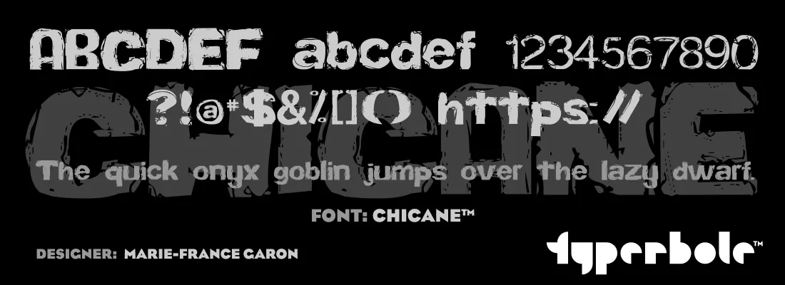 Chicane font specimen