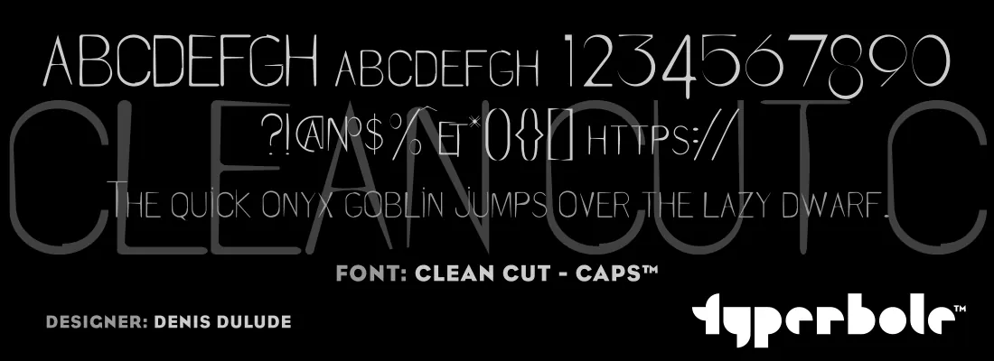 Clean Cut Caps font specimen