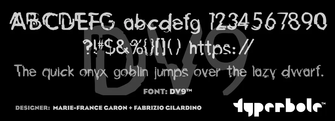 Dv9 font specimen