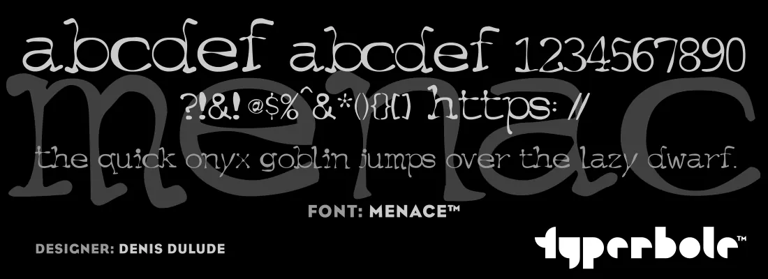 Menace font specimen
