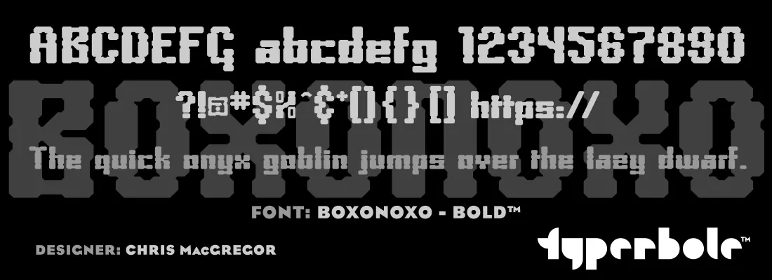 Boxonoxo Bold font specimen