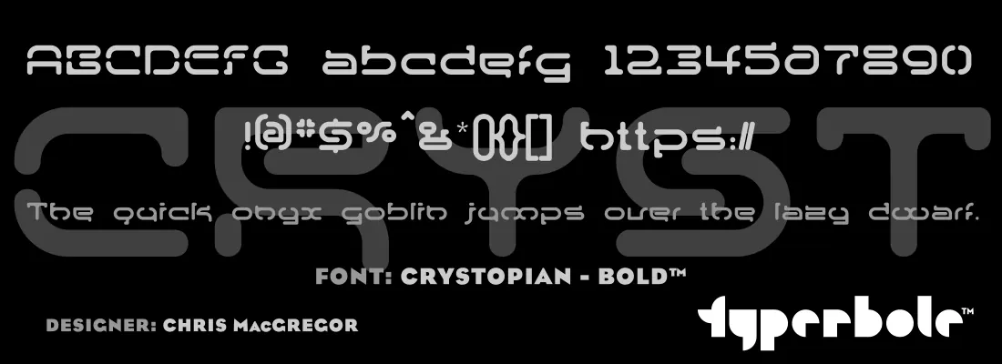 Crystopian Bold font specimen