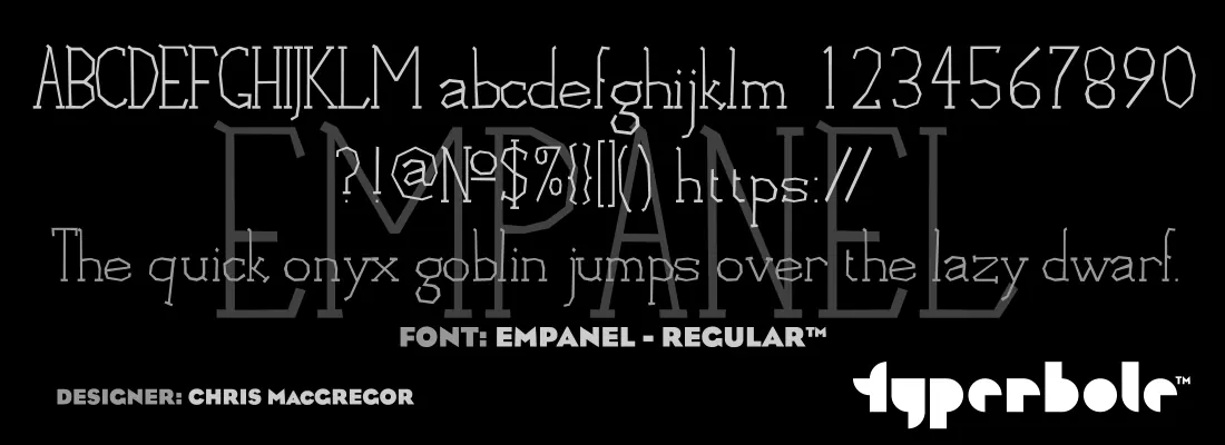 Empanel Regular font specimen