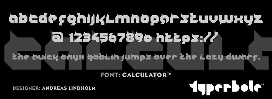 Calculator font specimen