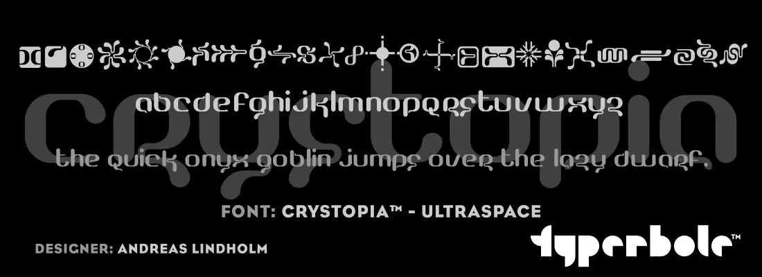 Crystopia Ultraspace font specimen