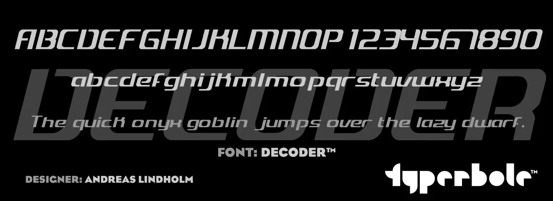 Decoder font specimen