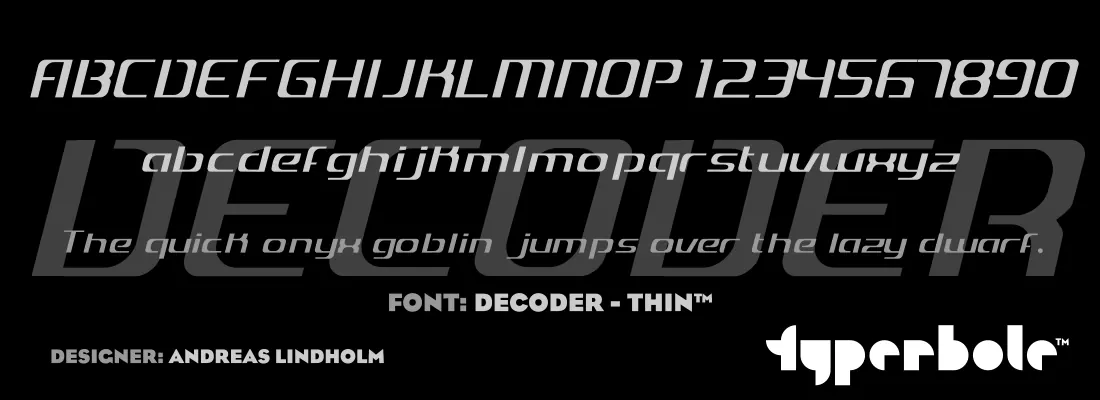 Decoder Thin font specimen