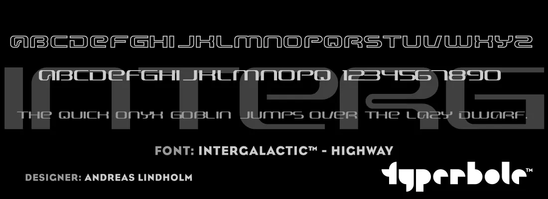 Intergalactic Highway font specimen