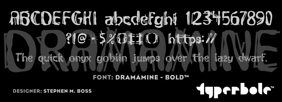 Dramamine Bold font specimen