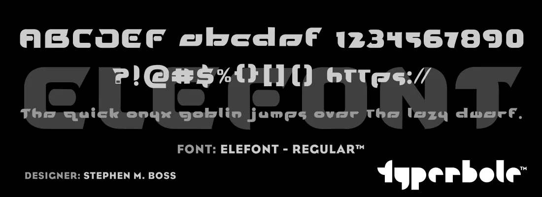 Elefont Regular font specimen