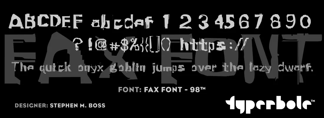 Fax Font 98 font specimen