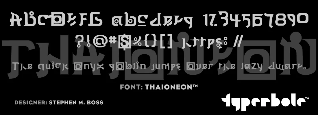 Thaioneon font specimen
