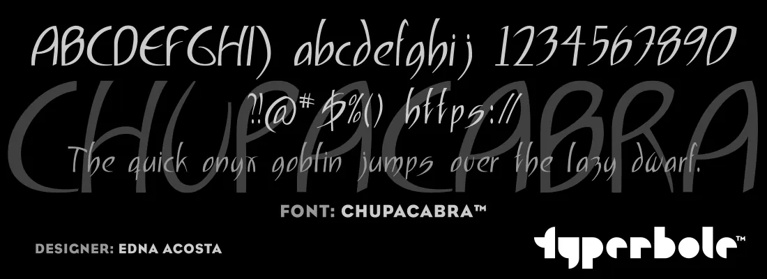 Chupacabra font specimen