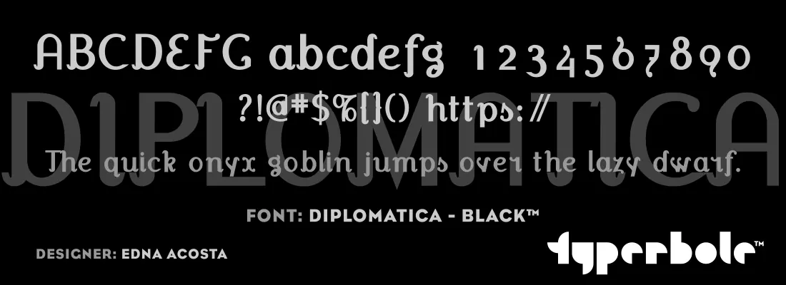 Diplomatica Black font specimen
