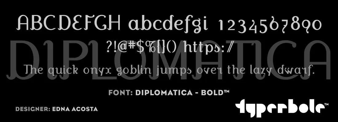 Diplomatica Bold font specimen