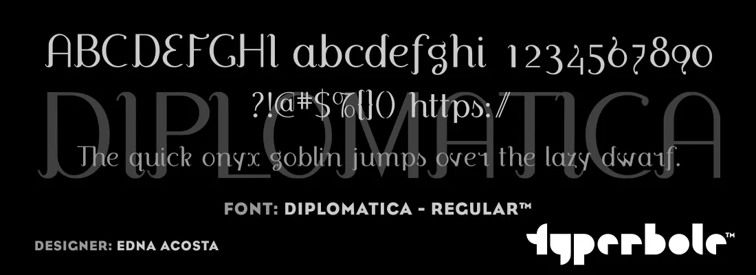 Diplomatica Regular font specimen