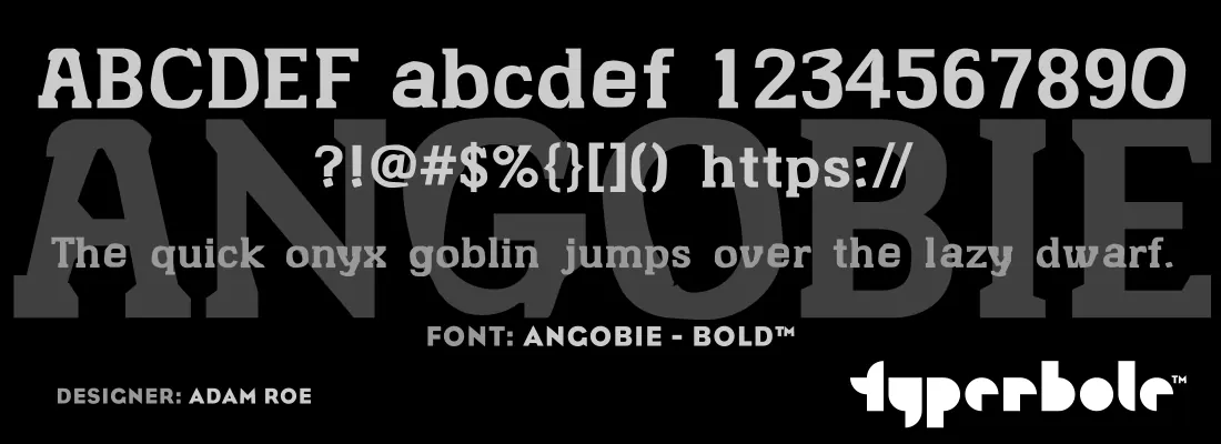 Angobie Bold font specimen