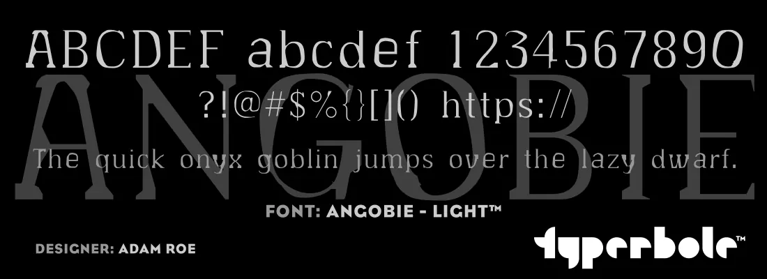 Angobie Light font specimen