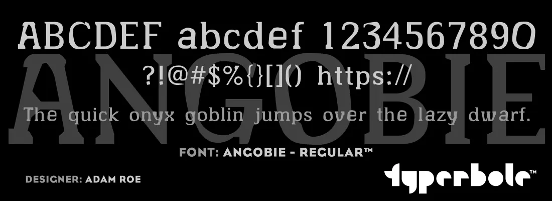 Angobie Regular font specimen