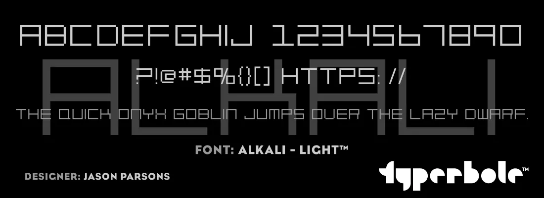 Alkali Light font specimen