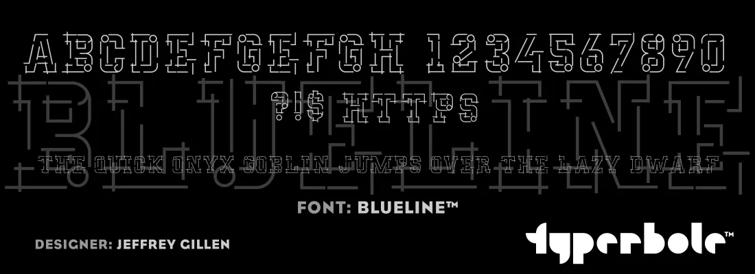 Blueline font specimen
