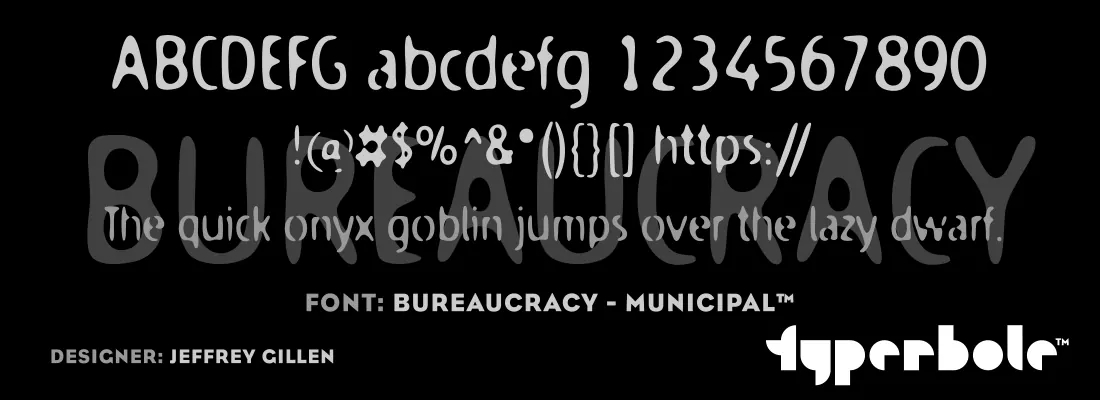 Bureaucracy Municipal font specimen