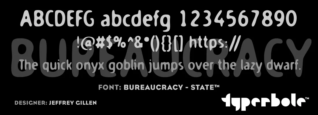 Bureaucracy State font specimen