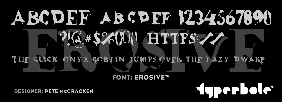 Erosive font specimen