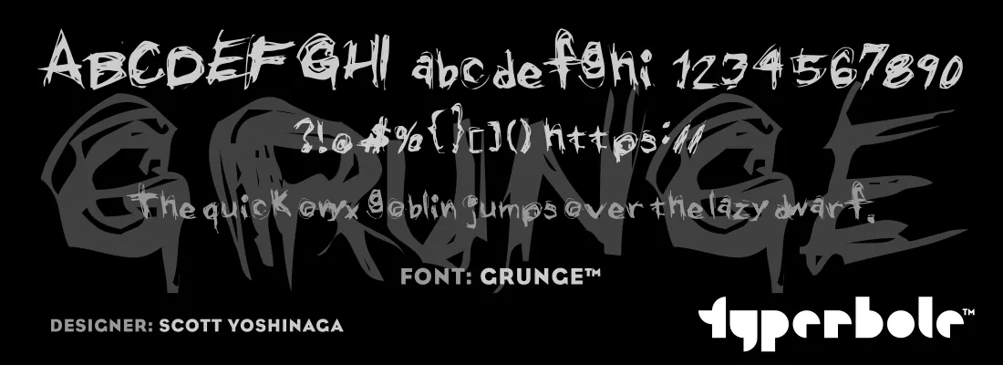 Grunge font specimen