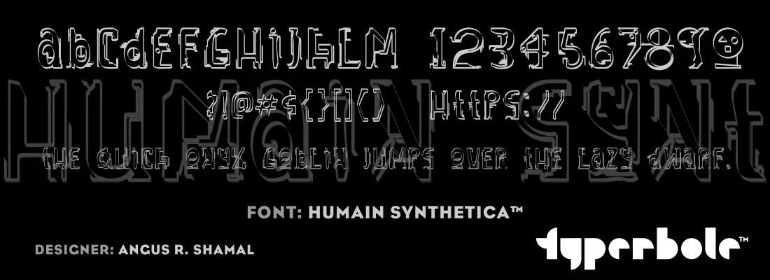 Humain Synthetica font specimen