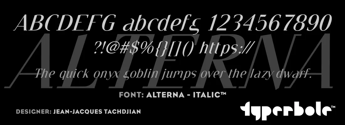 Alterna Italic font specimen