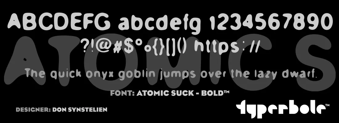 Atomic Suck Bold font specimen