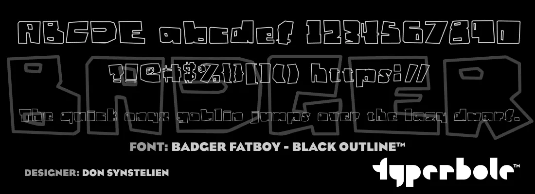 Badger Fatboy Black Outline font specimen